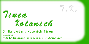timea kolonich business card